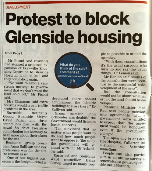 Protest to block Glenside housing - Eastern Courier Messenger 17 Feb 2015